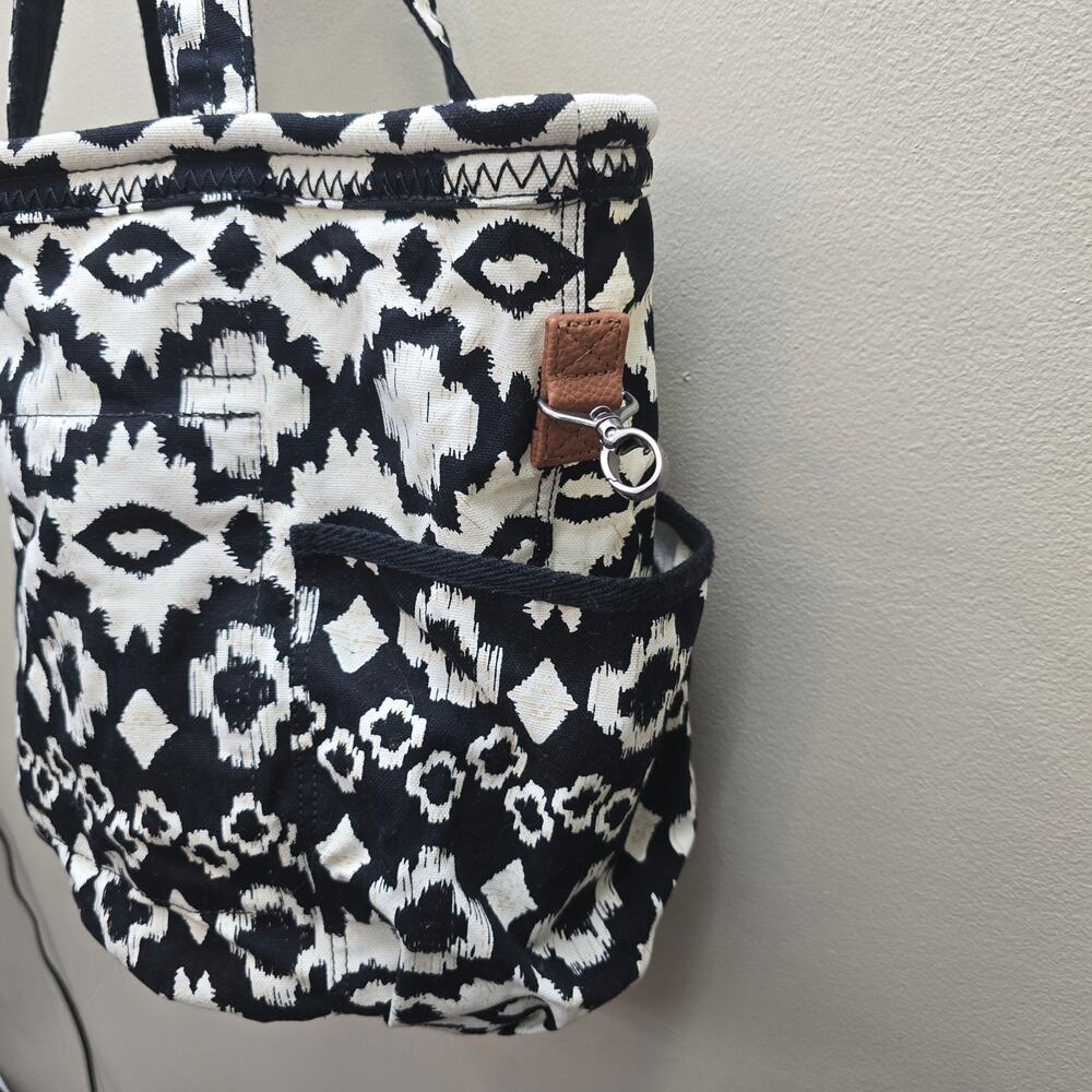 Thirty-One Retro Metro Aztec Print Canvas Tote Bag Bohemian Boho White Black - Picture 3 of 14